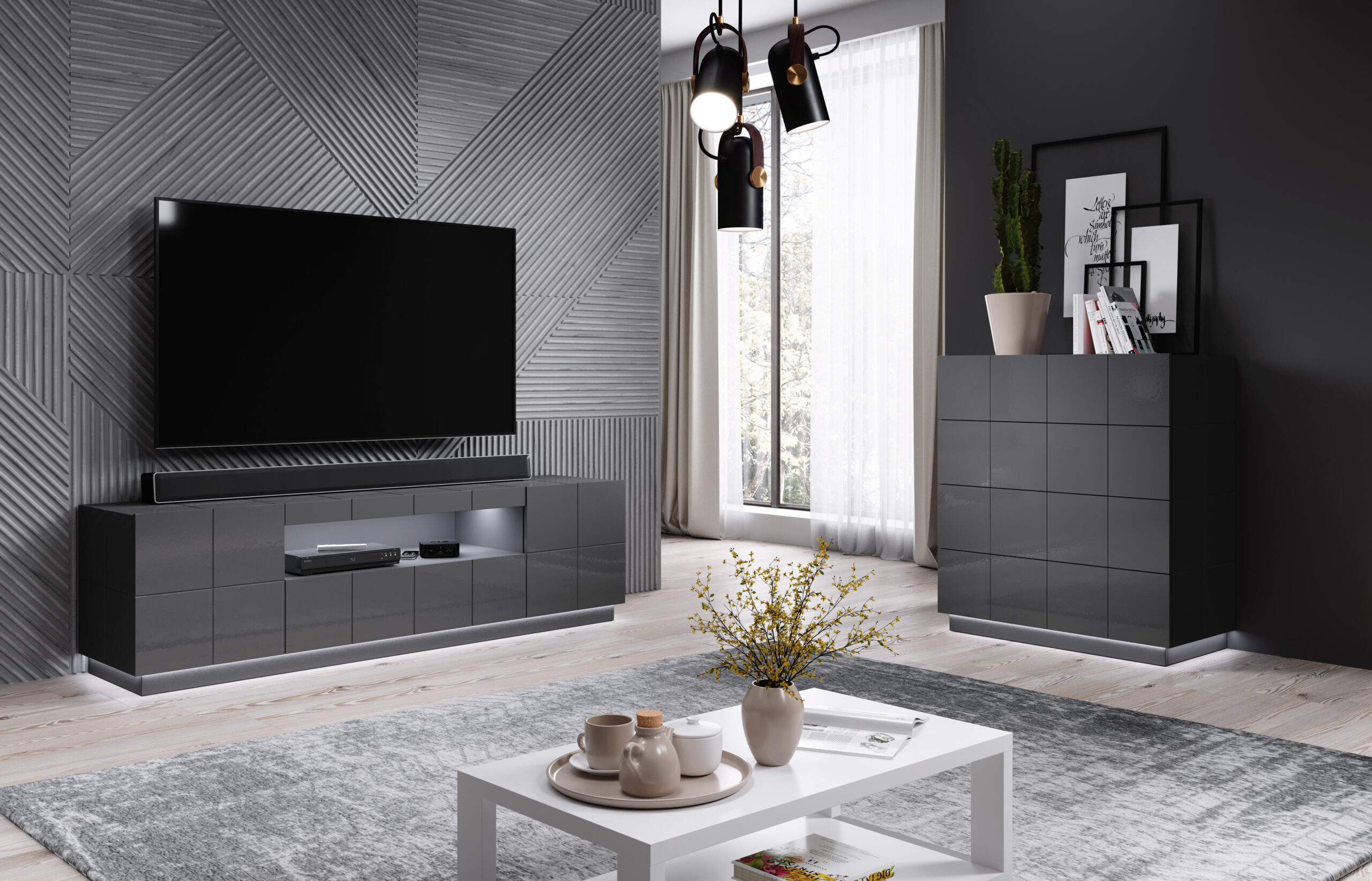 4 RTV + komoda 4S grafit na cokole
