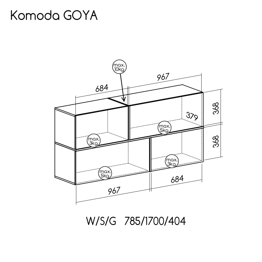 Komoda GOYA wymiary bryly