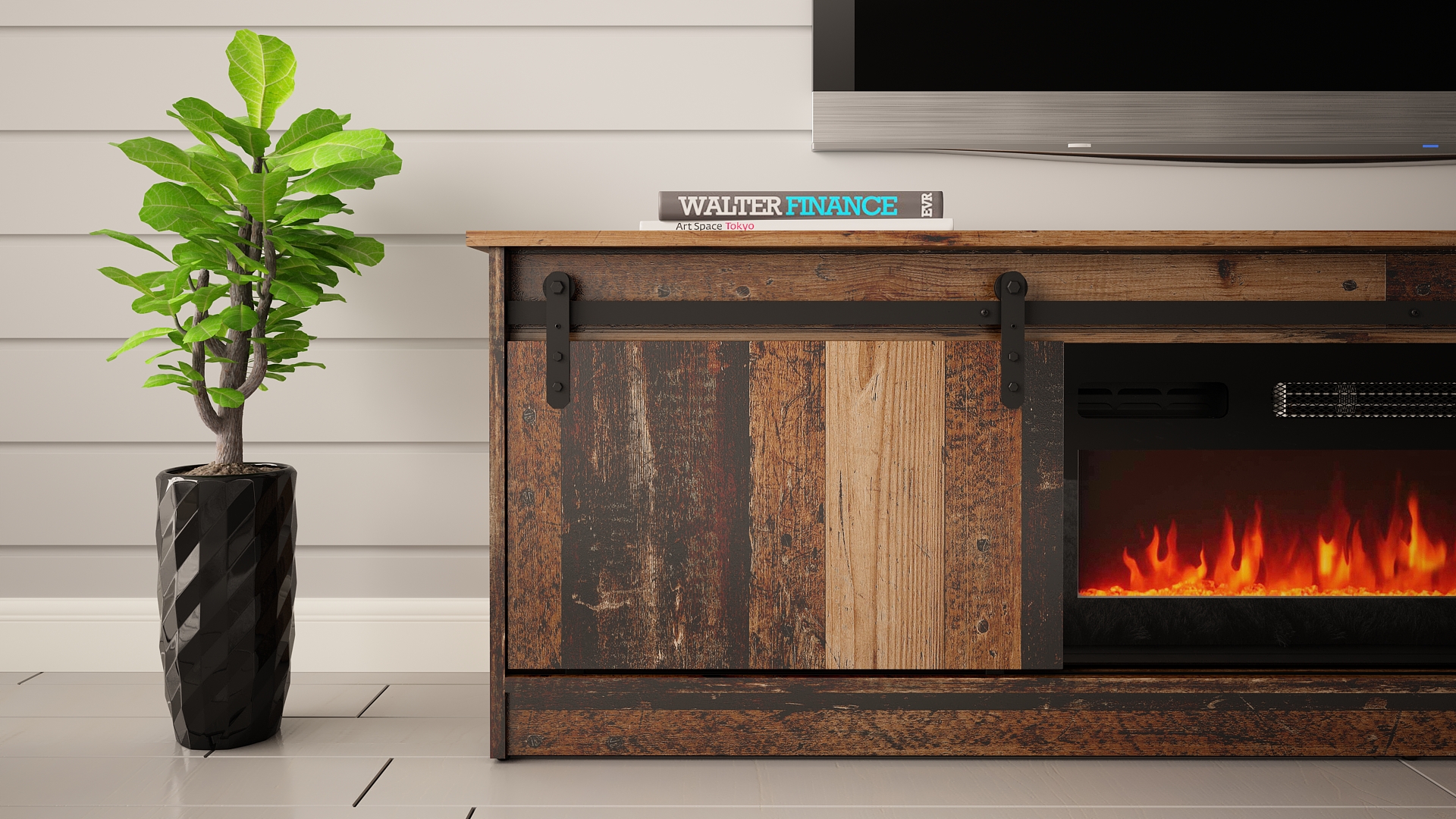 RTV GRANERO old wood z kominkiem czarnym detal