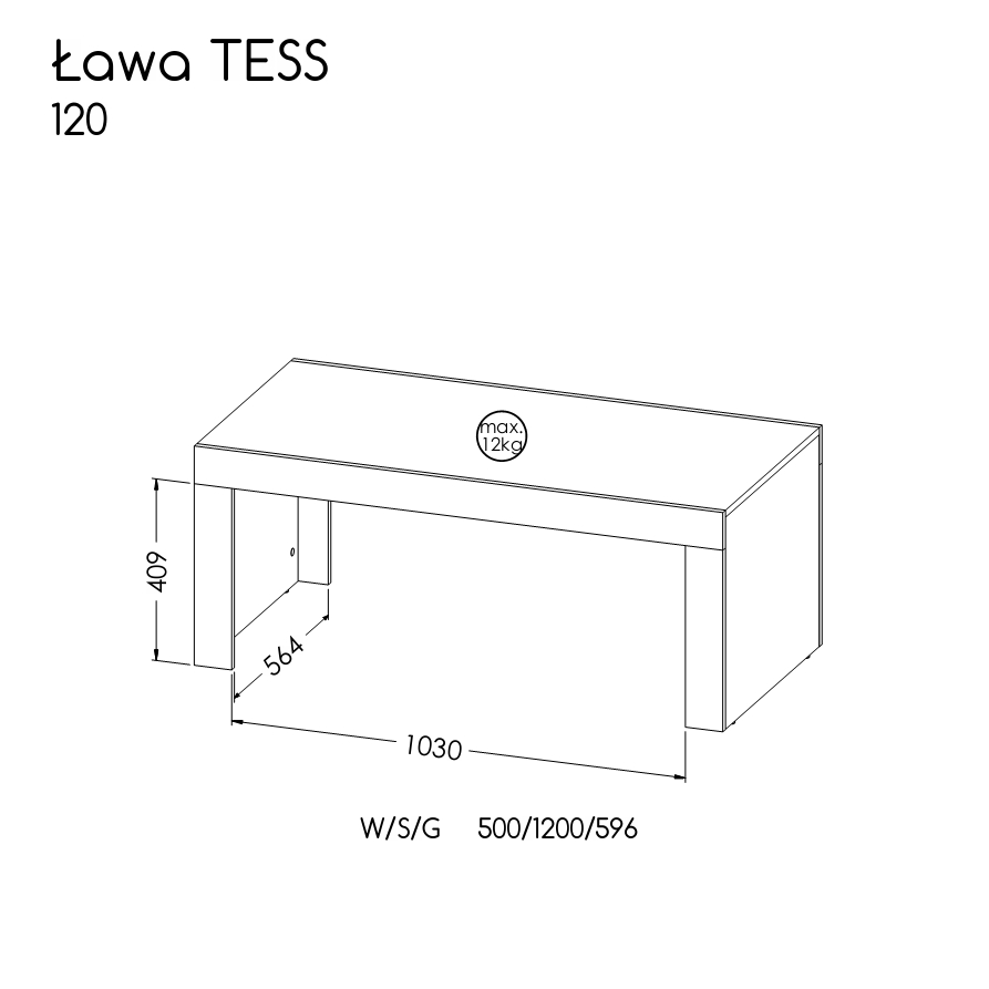 Tess - Ława 120 wymiary